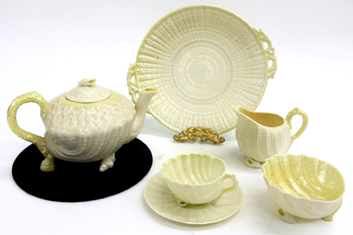 Appraisal: IRISH BELLEEK PORCELAIN TEA SERVICE pieces in the Neptune pattern