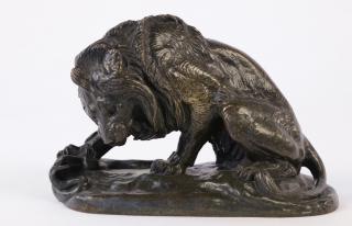 Appraisal: Antoine Louis Bayre French Depicting a male lion pinning a