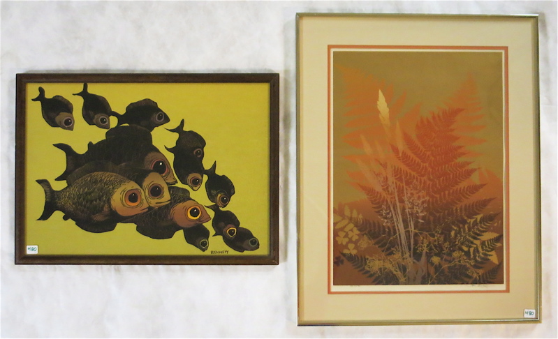 Appraisal: TWO SERIGRAPHS Elton Bennett Washington - Sea Folks image measures