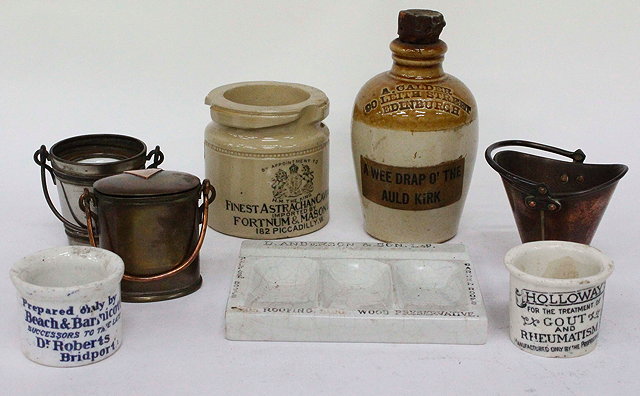 Appraisal: A SMALL BOX OF ADVERTISING WARE including a Calder Edinburgh