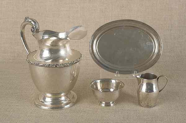 Appraisal: Sterling silver pitcher creamer bowl and tray ozt