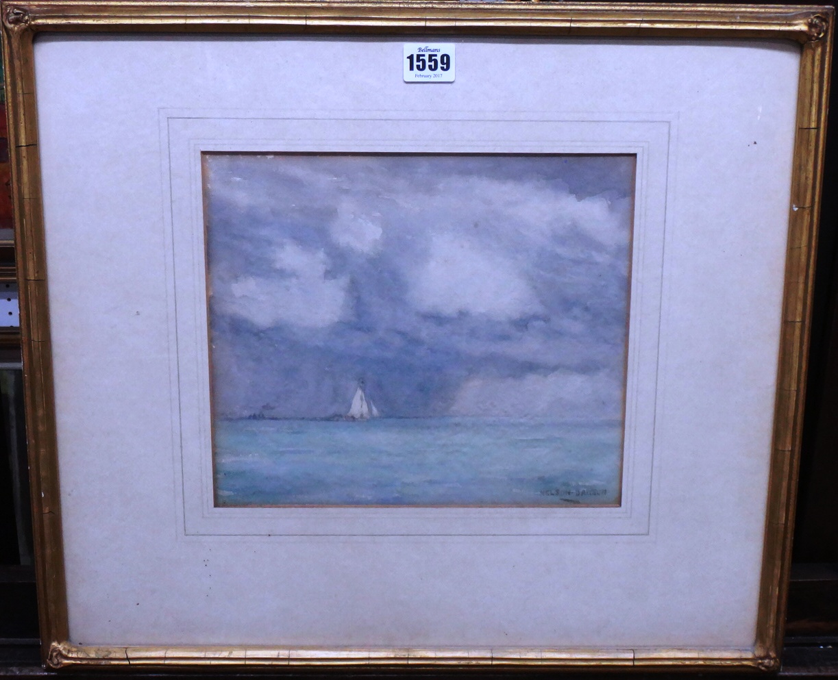 Appraisal: Nelson Dawson - Sailing boat off the coast watercolour signed