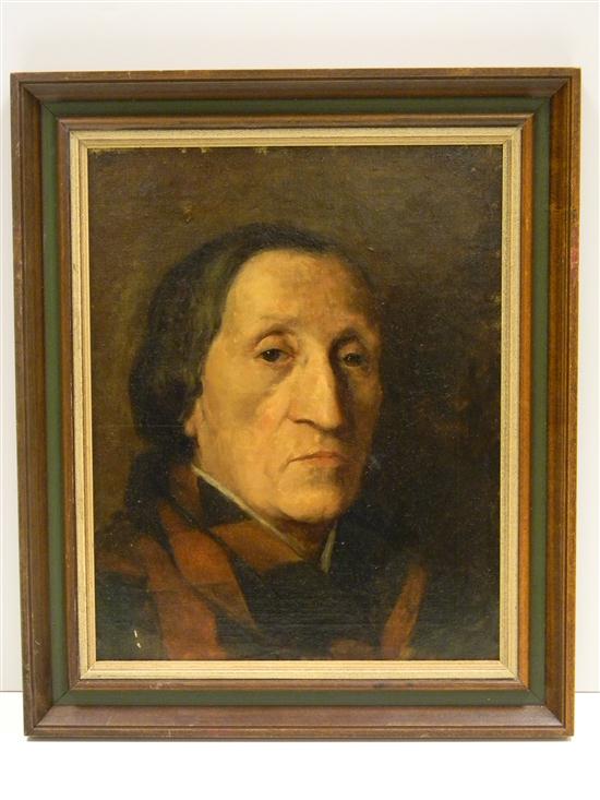 Appraisal: Portrait of a distinguished gentleman with braided hair possibly a