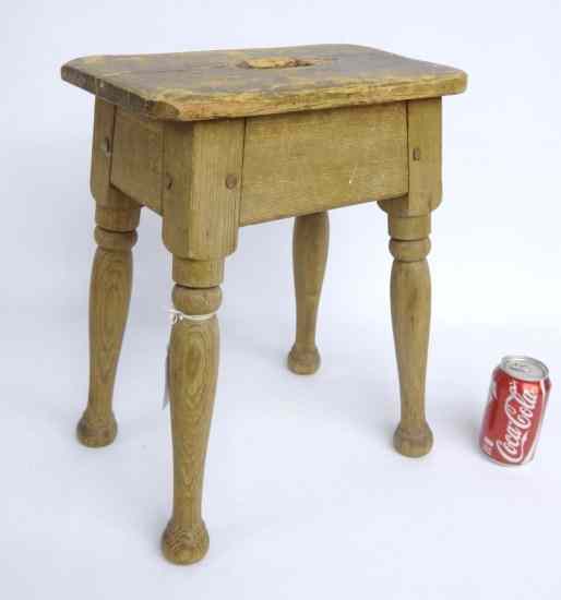 Appraisal: th c scrubbed pine milking stool '' Ht