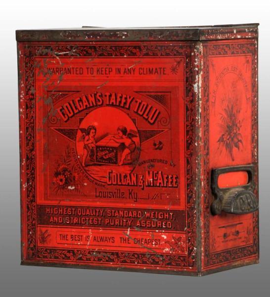 Appraisal: Red Taffy Tolu Gum Tin Description Early s Gorgeous graphics