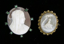 Appraisal: A Lot Of Two Carved Cameo Pins A lot of