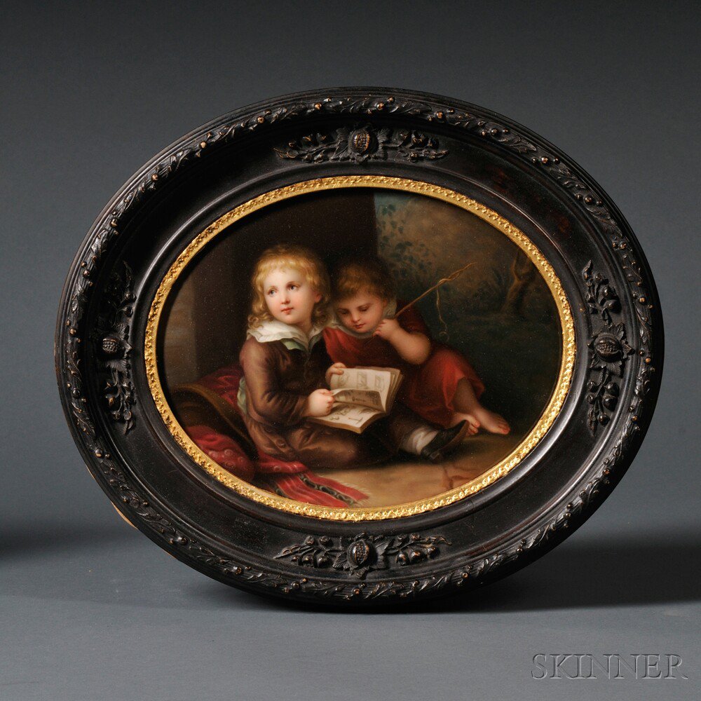 Appraisal: KPM Painted Porcelain Plaque of Children Berlin late th century