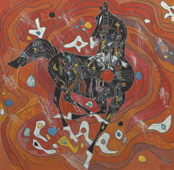 Appraisal: TIEFENG JIANG CHINESE B x Little Black Horse Serigraph on