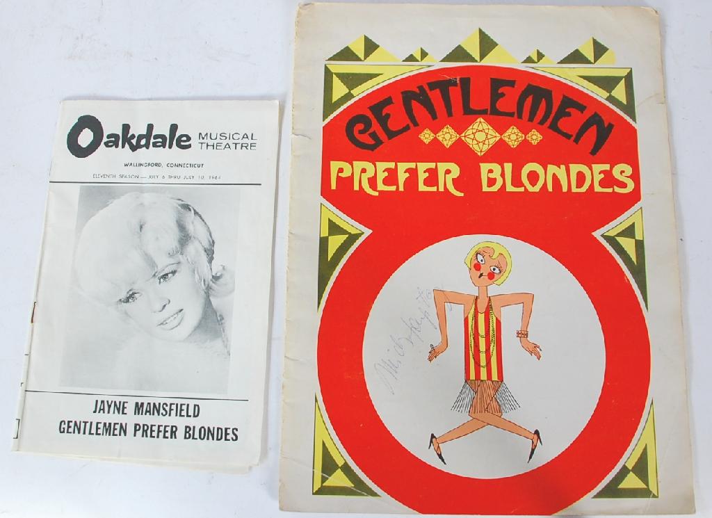 Appraisal: THEATRE PROGRAMME - 'GENTLEMEN PREFER BLONDES' Oakdale Musical Theatre Connecticut