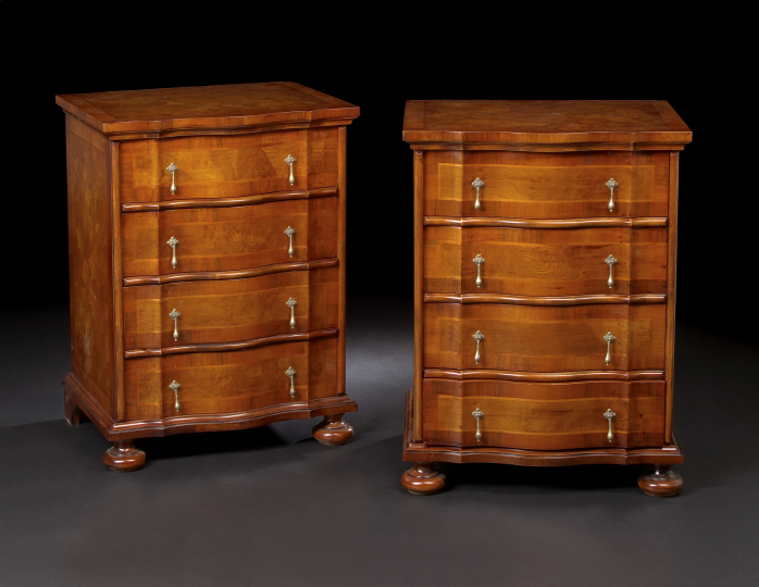 Appraisal: Pair of Italian Walnut and Mahogany Chests each with a