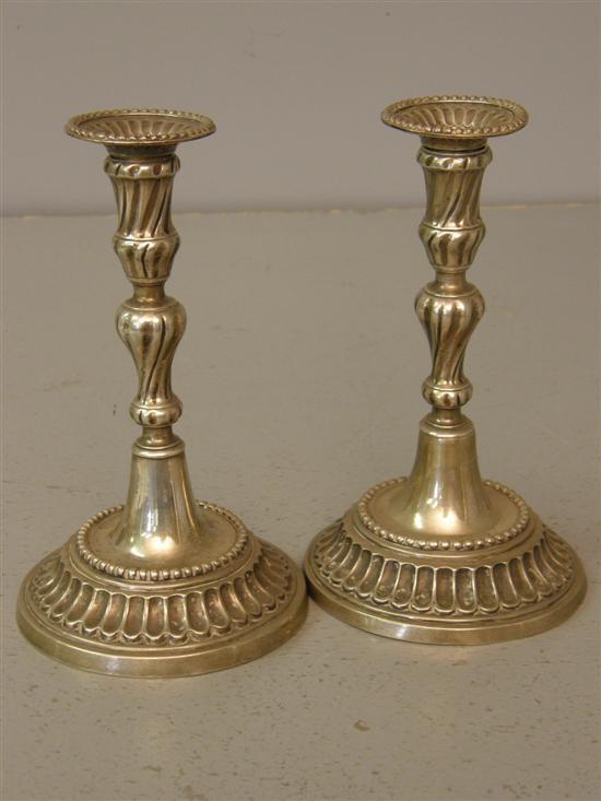 Appraisal: Pair of th century continental silver coloured metal candlesticks with