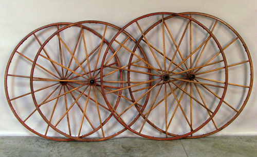 Appraisal: Four carriage wheels th c dia