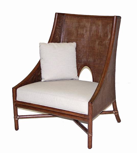 Appraisal: A Barbara Barry caned rattan lounge chair McGuire Furniture Company