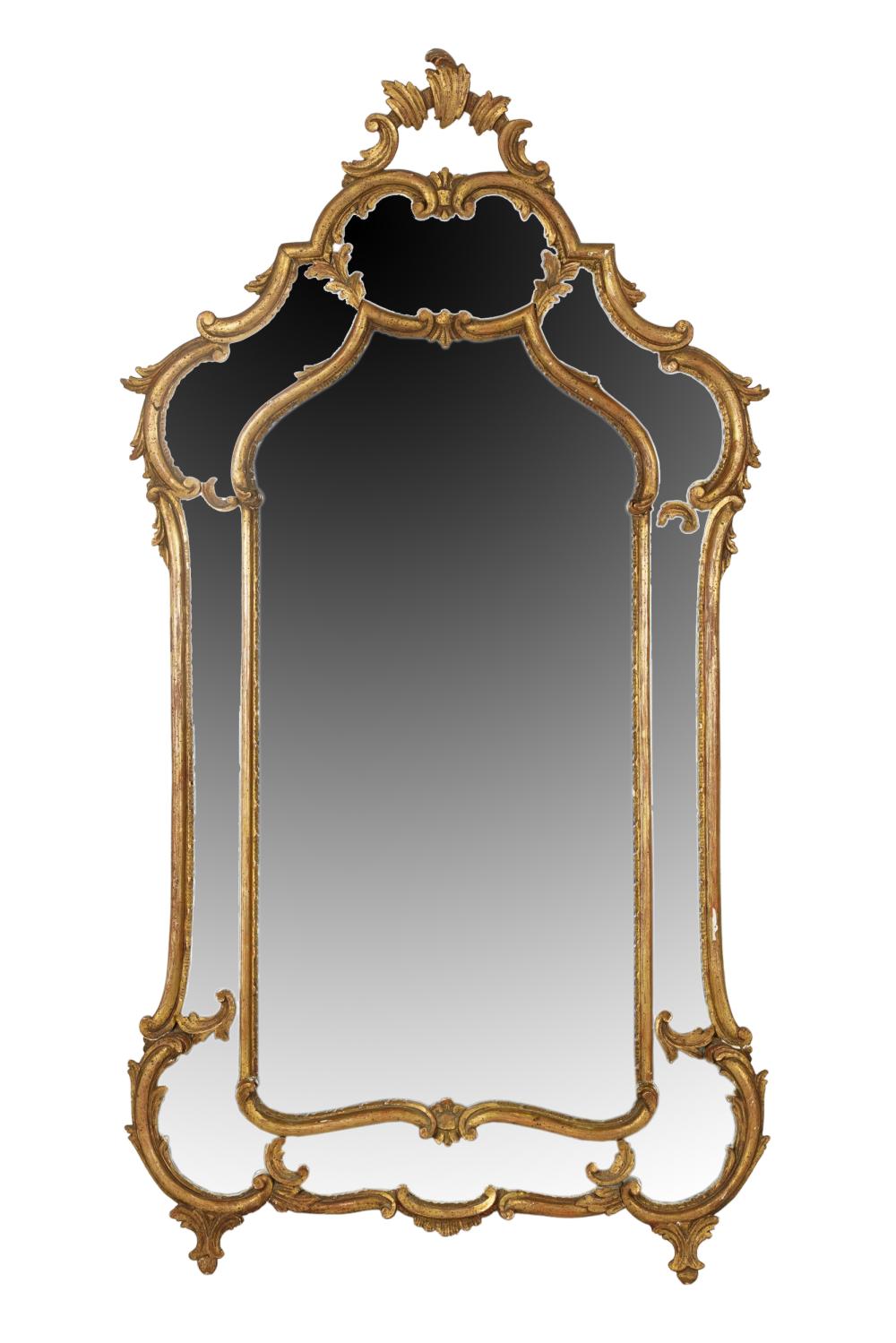 Appraisal: ROCOCO-STYLE GILTWOOD MIRRORCondition one marginal plate with crack x inches