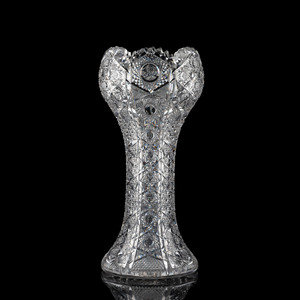 Appraisal: A Brilliant-Period Cut Glass Tulip Vase with Hobstars Height inches