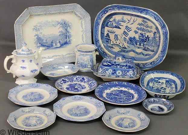 Appraisal: Twelve pieces of English blue transfer decorated tableware to include