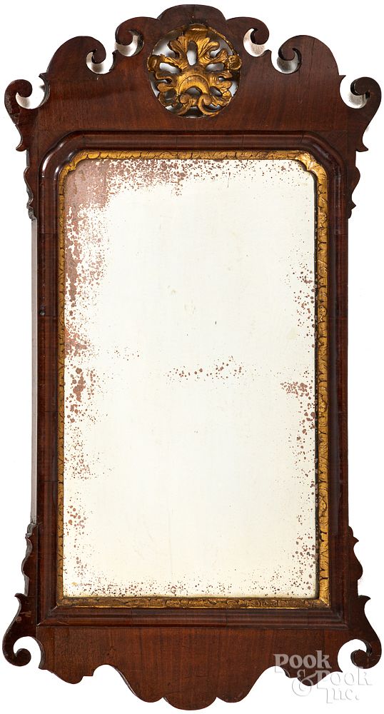 Appraisal: Chippendale mahogany looking glass Chippendale mahogany looking glass late th