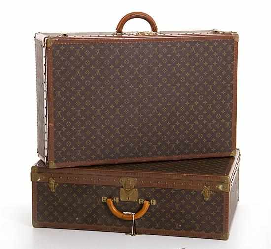 Appraisal: Pair Louis Vuitton Alzer suitcases th century hardsided case with