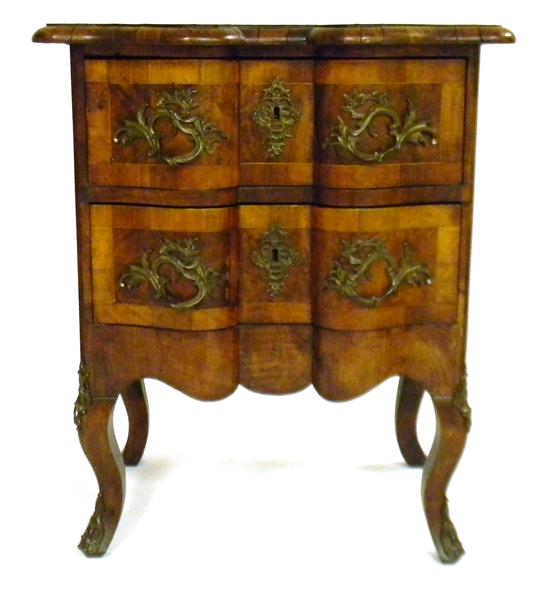 Appraisal: Continental Baroque style two drawer chest raised on cabriole legs