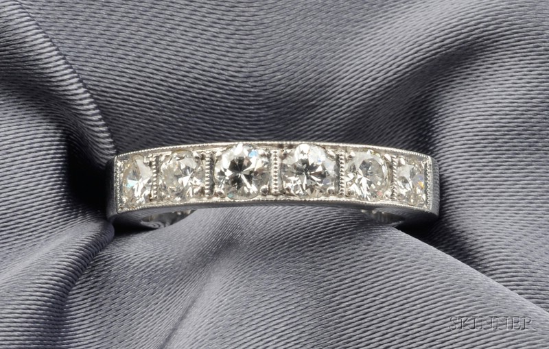 Appraisal: Platinum and Diamond Band set with six full and transitional-cut