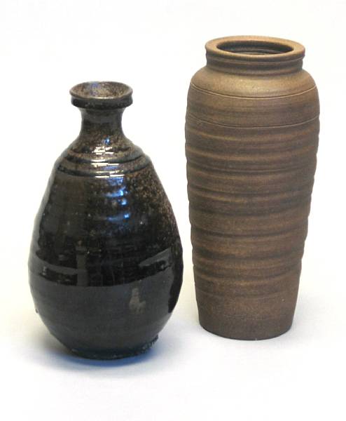 Appraisal: A group of two Japanese ceramic containers Including a Bizen