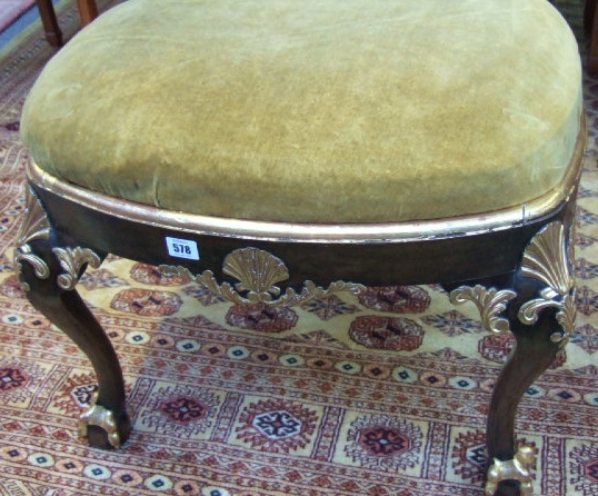 Appraisal: A George II style walnut and parcel gilt footstool the