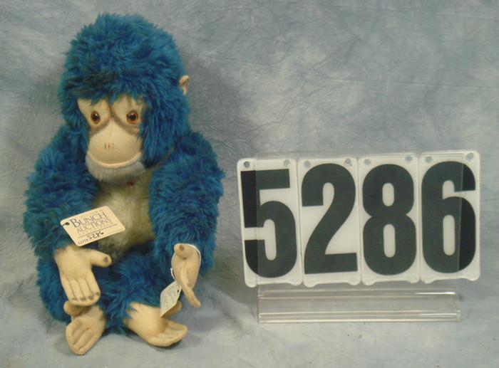 Appraisal: Steiff or Hermann not tagged blue monkey plush no ids