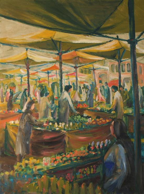 Appraisal: WILLIAM WOODWARD American b THE VEGETABLE MARKET signed and dated