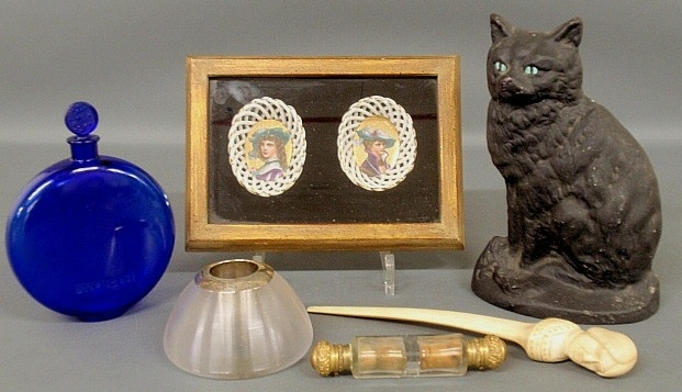 Appraisal: - Misc grouping to incl a blue Lalique cologne bottle