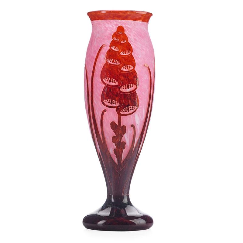 Appraisal: LE VERRE FRANCAIS Large Digitales vase Condition Report Light wear