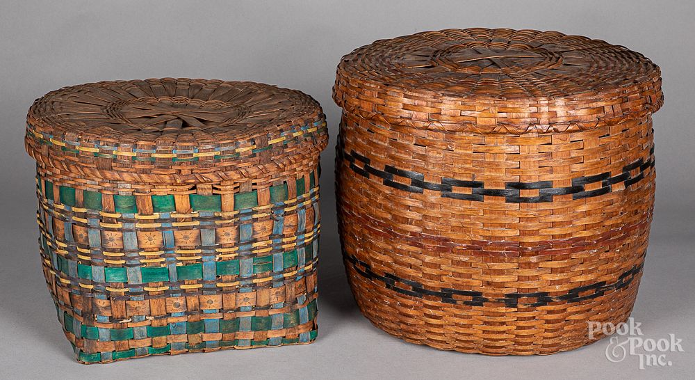 Appraisal: Two New England painted baskets Two New England painted baskets