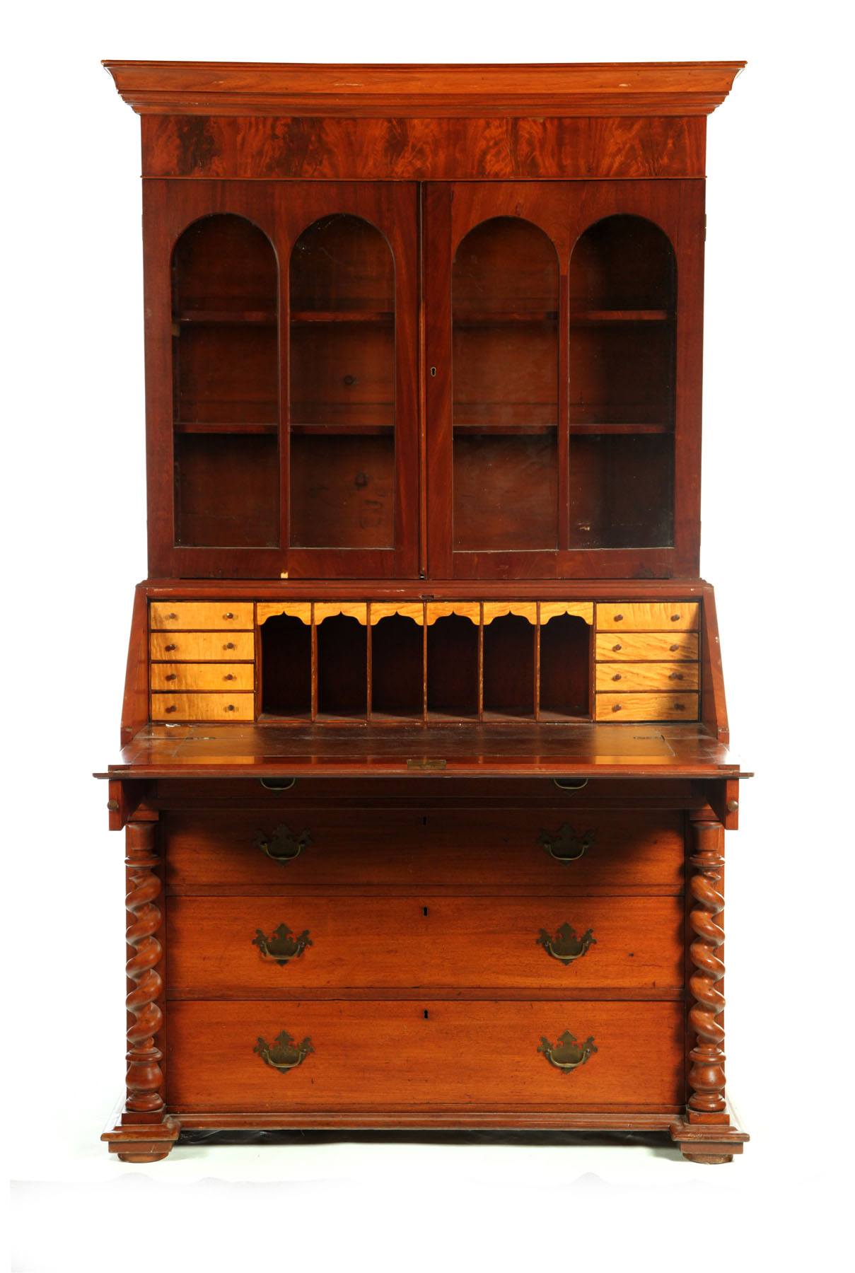 Appraisal: GEORGIAN-STYLE DESK-AND-BOOKCASE Labeled for Parkinson and Company Richmond England late