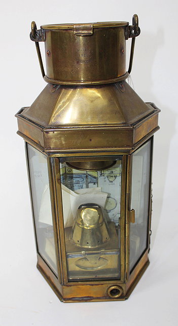 Appraisal: AN EARLY TH CENTURY BRASS BULK HEAD LAMP stamped Bullpit