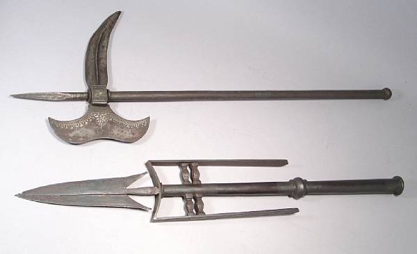 Appraisal: An Indian axe and an unusual spearhead th century Comprising