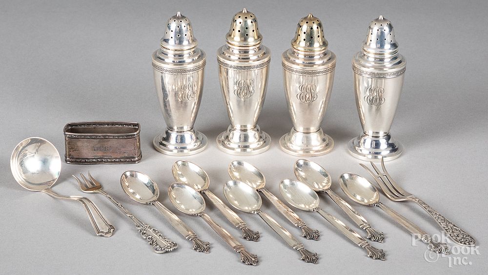 Appraisal: Sterling silver to include eight Danish teaspoon Sterling silver to