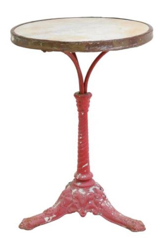 Appraisal: French cast iron bistro table early th c round marble