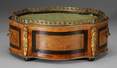 Appraisal: Inlaid wood planter lozenge shape with gilt bronze mounts veneer