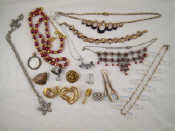 Appraisal: A quantity of costume jewellery including diamante brooches bead necklaces