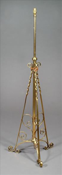 Appraisal: A brass and copper mounted telescopic standard lamp early th