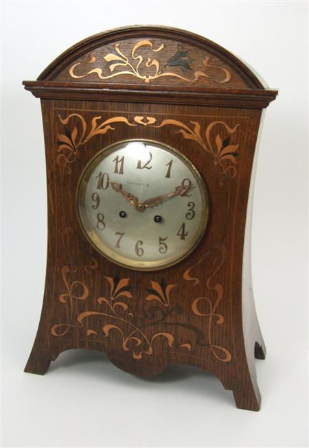 Appraisal: TIFFANY CO ART NOUVEAU TABLE CLOCK CIRCA the circular silvered