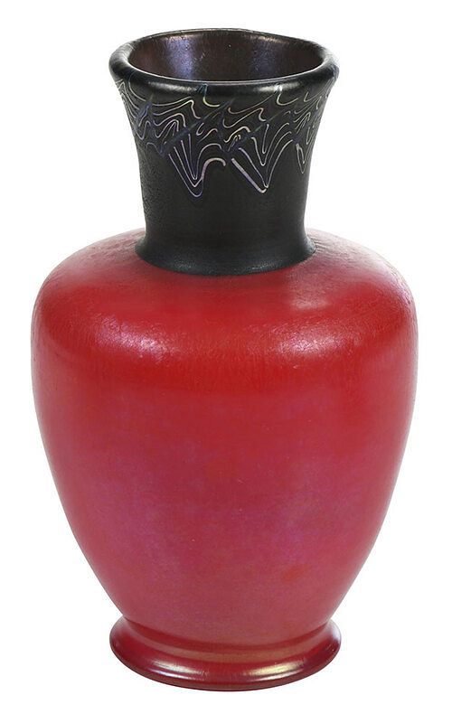 Appraisal: Red Tiffany Favrile Art Glass Vase American early th century