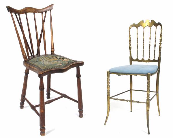 Appraisal: A set of four gilt metal side chairs together with