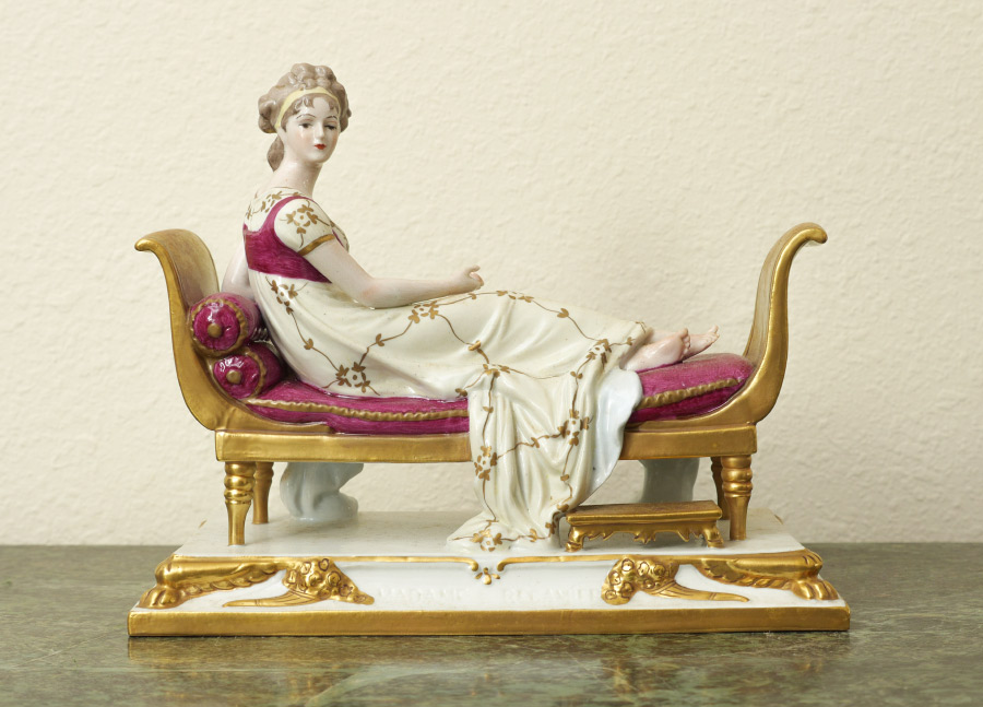 Appraisal: SITZENDORF MADAME RECAMIER PORCELAIN FIGURE Figure of ''Madame Recamier'' after