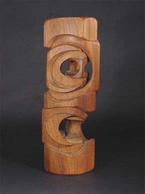 Appraisal: A Brian Wilsher abstract wood sculpture signed in pen dated