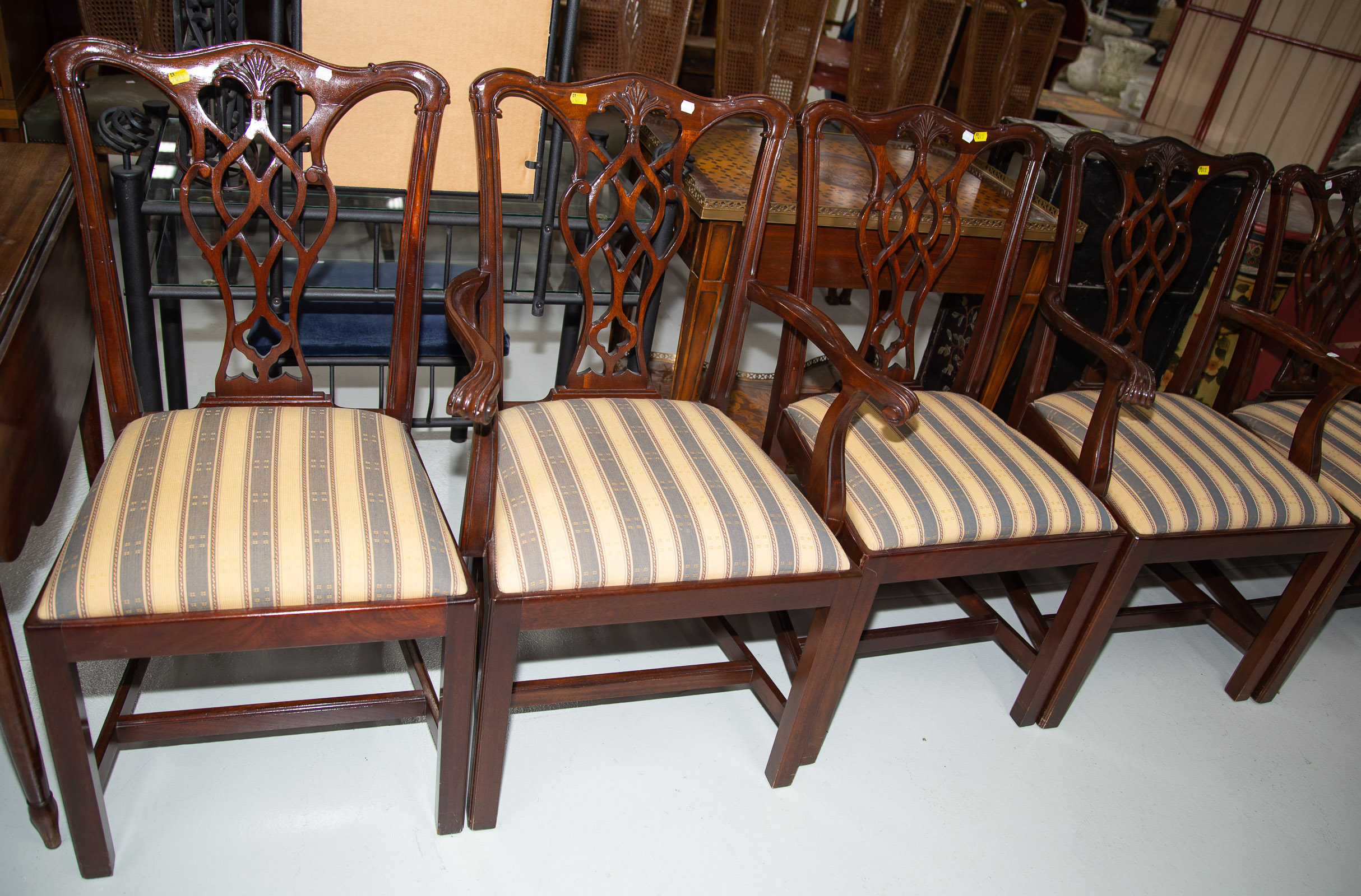 Appraisal: SET OF SIX CHIPPENDALE MAHOGANY CHAIRS Later th century includes