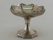 Appraisal: A silver comport of octagonal form with pierced rim Sheffield