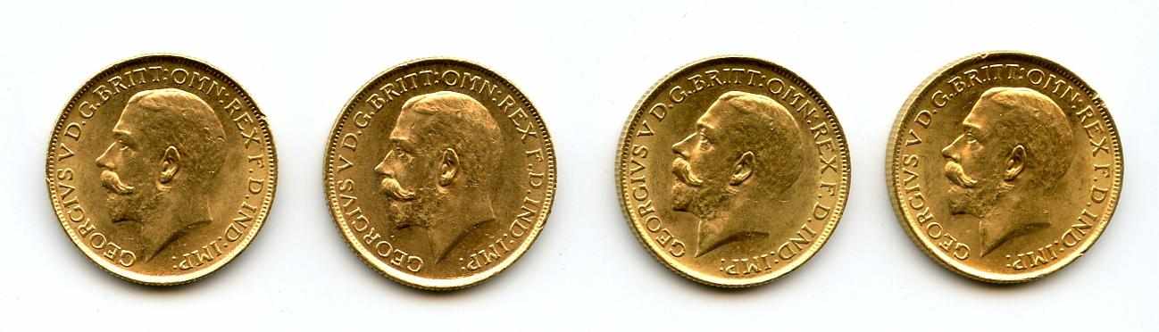 Appraisal: Australia George V Sovereigns -S KM- All are attractive with