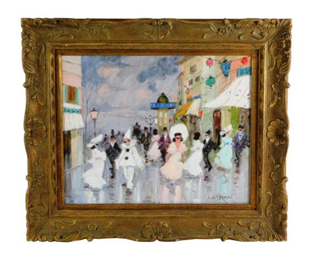 Appraisal: Luigi Cagliani Italian - Carnival Promenade oil on canvas depicts