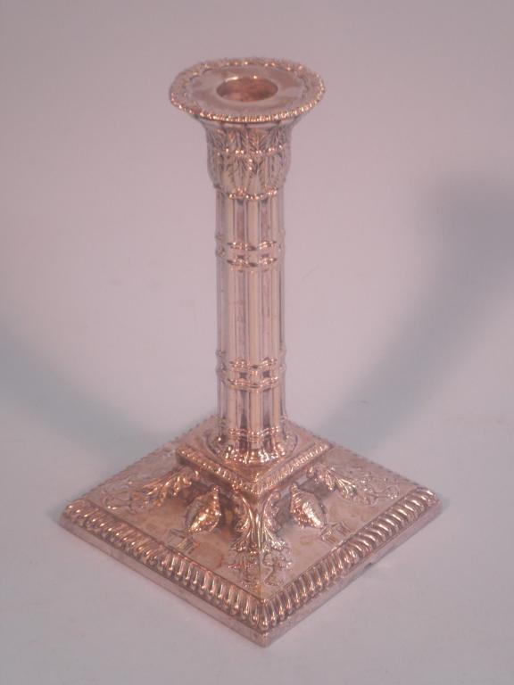 Appraisal: A late thC early thC silver plated candlestick in Neo-classical