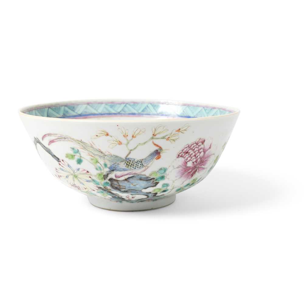 Appraisal: FAMILLE ROSE 'PHEASANT AND FLOWER' BOWL QING DYNASTY TH- TH